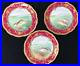 Ovington-Brothers-New-York-Gold-Red-Trim-Painted-Fish-Trout-Dinner-Plates-9-5-01-ys