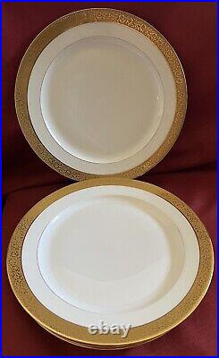 PL Pouyat Limoges Martial Redon Gold Encrusted Trim Edge 6 Dinner Plates ca1900s