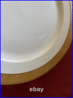 PL Pouyat Limoges Martial Redon Gold Encrusted Trim Edge 6 Dinner Plates ca1900s