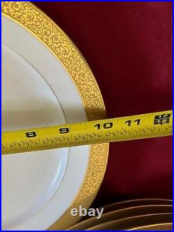 PL Pouyat Limoges Martial Redon Gold Encrusted Trim Edge 6 Dinner Plates ca1900s