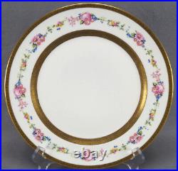 Pair of Limoges Charles Ahrenfeldt Pink Rose Floral & Gold 10 Inch Dinner Plates