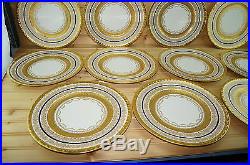 Pickard (11) Dinner Plates 11-Gold Encrusted Cobalt Blue Band Gold Trim
