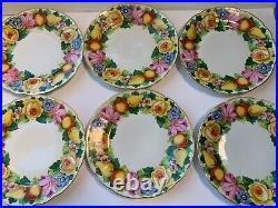 R. Briggs & Co Rouen France Limoges Roses Fruits Gold Dinner Plates 6 RARE 9.5
