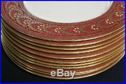 RARE 12 Lenox China Dinner Service Plates Raised Gold Dot Cardinal 1830/W313R