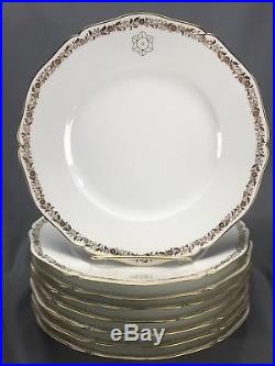 RARE! (8) French Dore A Sevres Floral Gold Japanese Mondokoro 10 dinner Plates