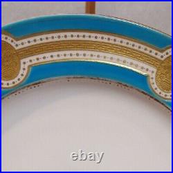 RARE Antique Minton English Fine china Turquoise Gold Lidded 26cm Dinner Plate
