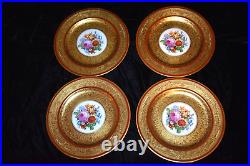 RARE Antique THOMAS Bavaria Gold Encrusted Dinner Plates 10 3/4D Set of 4 #1