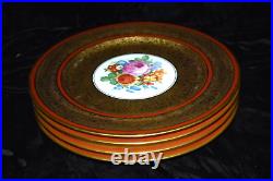 RARE Antique THOMAS Bavaria Gold Encrusted Dinner Plates 10 3/4D Set of 4 #1