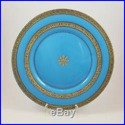 RARE Cambridge Glass Dinner Plate Azurite Gold Encrusted Etch White House
