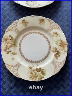 RARE OHME Old Ivory 6 Dinner Plates, 9 1/2 Silesia. Beautiful Gold. 1908-1920