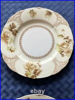 RARE OHME Old Ivory 6 Dinner Plates, 9 1/2 Silesia. Beautiful Gold. 1908-1920