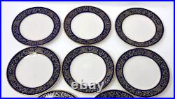 RARE Retired Set 6 NORITAKE NOBLESSE Ivory China 27Cm Blue Gold Dinner Plates