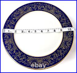 RARE Retired Set 6 NORITAKE NOBLESSE Ivory China 27Cm Blue Gold Dinner Plates