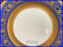 RARE Rosenthal Selb 4 Dinner Plates Continental Pattern Cobalt Blue Heavy Gold