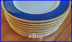 RARE Set 12 Wedgwood Plates Spaulding Dinner Luncheon Blue Gold antique china