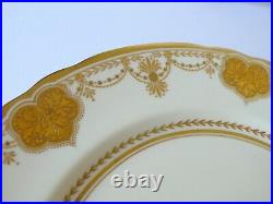 RARE Set of 8 Aynsley Raised Gold Bone China Dinner Plates