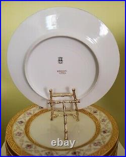RARE Wm Guerin Limoges France Set Of 9 Dinner Plates Encrusted Gold 1891-1900