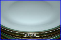 RICHARD GINORI Palermo Green Gold Encrusted Rim Dinner Plate 10 3/8D Set of 6 #