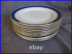 ROYAL COPENHAGEN Blue & Gold Border 12 Dinner Plates #306 DINAH SHORE jh ROYAL COPENHAGEN Blue & Gold Border 12 Dinner Plates #306 DINAH SHORE jh