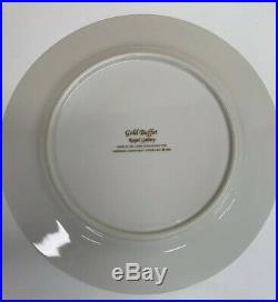 ROYAL GALLERY GOLD BUFFET Green/Gold Dinner Plates Set Of 6 EUC