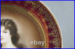 RS Prussia Royal Vienna Style Red Luster & Gold Lady Portrait 10 5/8 Inch Plate