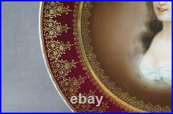 RS Prussia Royal Vienna Style Red Luster & Gold Lady Portrait 10 5/8 Inch Plate