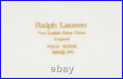 Ralph Lauren China, POLO SCENE, White with Gold Trim, Dinner Plate, 10 7/8 (B)