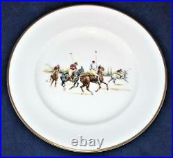 Ralph Lauren China, POLO SCENE, White with Gold Trim, Dinner Plate, 10 7/8 (C)