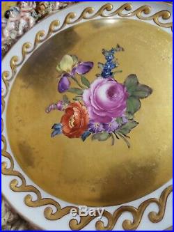 Rare Antique 19th C. Capodimonte Porcelain Gilded Neoclassical Handpainted Plate