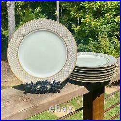 Rare Discontinued Vintage FITZ & FLOYD Dynasty White Gold Dinner Plates Set of 8 Rare Discontinued Vintage FITZ & FLOYD Dynasty White Gold Dinner Plates Set of 8