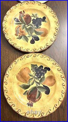 Raymond Waites Pompeii Dinner Plates Certified International Set 8 Gold Fruit