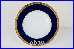 Raynaud Limoges Conde Dinner Plate Gold Encrusted Cobalt Blue 11 Dia