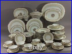Raynaud Limoges Flower bouquet with Laurel band Dinner SVC for 10 74pc