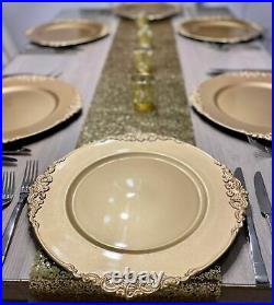 Regal Vintage Gold Charger Plates Dinner Party Home Decor Christmas Plastic 32cm