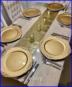 Regal Vintage Gold Charger Plates Dinner Party Home Decor Christmas Plastic 32cm
