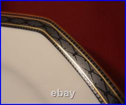 Retro Mikasa Christopher Stuart BLACK DRESS Black Gold Octagon Dinner Plates