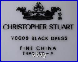 Retro Mikasa Christopher Stuart BLACK DRESS Black Gold Octagon Dinner Plates
