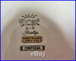 Richard Ginori Contessa Black Dinner Plates 10 3/8 Diameter Set of 8 Gold Rim