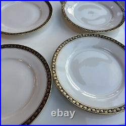 Richard Ginori DINNER PLATES Set 4 Gold Leaf on Black Border 10approx