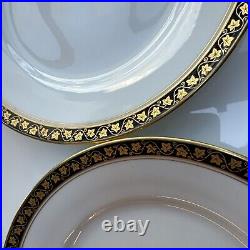 Richard Ginori DINNER PLATES Set 4 Gold Leaf on Black Border 10approx