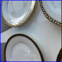 Richard Ginori DINNER PLATES Set 4 Gold Leaf on Black Border 10approx