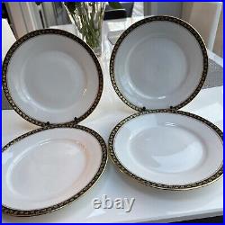 Richard Ginori DINNER PLATES Set 4 Gold Leaf on Black Border 10approx