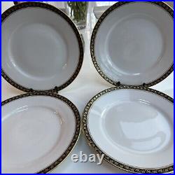 Richard Ginori DINNER PLATES Set 4 Gold Leaf on Black Border 10approx