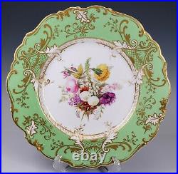 Ridgway China Green Gold Two Hand Painted Decorative Floral Dinner Plates A