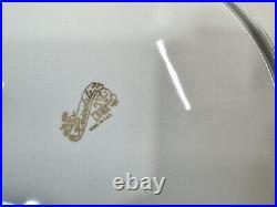 Rosedale 10.5Dinner Plate Gold Encrusted Border Floral Center Blue Bands 3 Pc