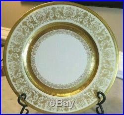 Rosedale China Dinner Plate Gold Encrusted Design Set of 4 10 7/8 Diameter