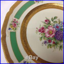 Rosenthal 5841 10 5/8 Dinner Plate Gold Encrusted Bands Floral Center
