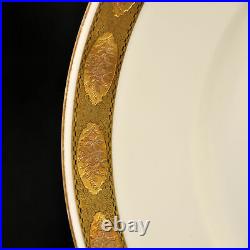 Rosenthal 9 7/8 Dinner Plates Set of 4 Wide Band of Gold withBlack Floral 1910's