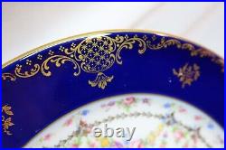 Rosenthal Bavaria Cobalt Blue Gold Floral Center 5 Mint Dinner Plates 3 Designs