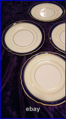 Rosenthal Cobalt & Gold Regent Pattern Scalloped Dinner Plates Set Of 7 Nice